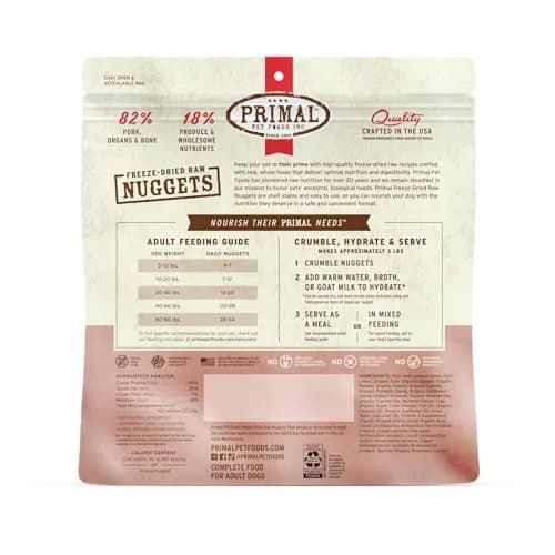 Primal Freeze Dried Raw Dog Food Nuggets, Pork, 14 oz | Complete & Balanced Nutrition for Dogs thumbnail 10