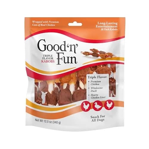 GOOD 'N' FUN Triple Flavor Kabobs Dog Treat 340g (12 oz) | Protein-Rich Dental Chew thumbnail 1