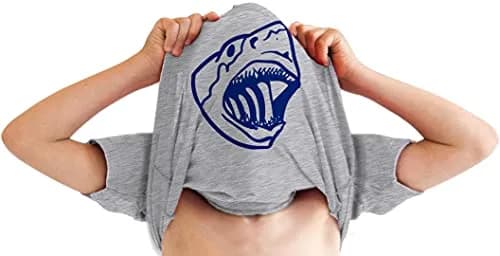 Crazy Dog T-Shirts Youth Shark Flip Up T Shirt Grey L | Fun Marine Life Graphic for Kids thumbnail 2