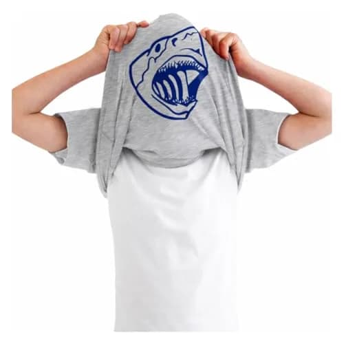 Crazy Dog T-Shirts Youth Shark Flip Up T Shirt Grey XL | Fun Marine Life Graphic for Kids thumbnail 1