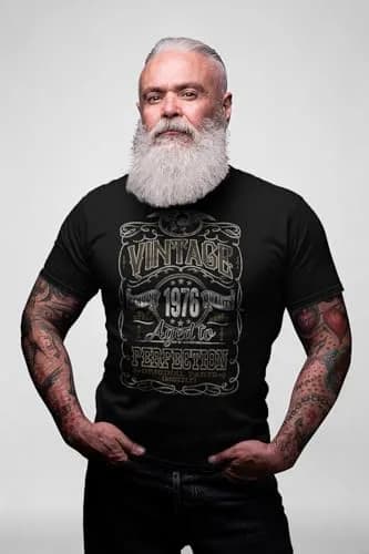 ShirtInvaders Vintage 1976 Aged to Perfection 50th Birthday Tee for Him - Black-001-2X | Classic Retro Style for Men thumbnail 2