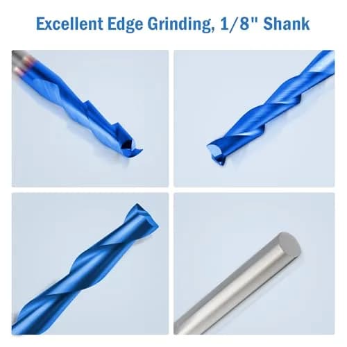HQMaster 1/8" Shank CNC Router Bits 2 Flute Upcut CNC Bit End Mill 10pcs | Solid Carbide Spiral Bits for Woodworking thumbnail 6
