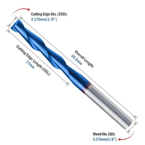 HQMaster 1/8" Shank CNC Router Bits 2 Flute Upcut CNC Bit End Mill 10pcs | Solid Carbide Spiral Bits for Woodworking thumbnail 2