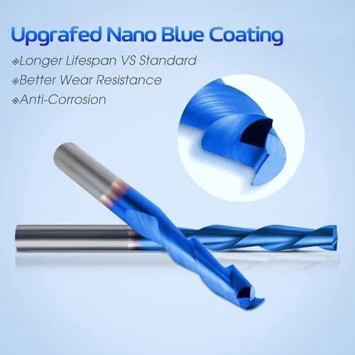 HQMaster 1/8" Shank CNC Router Bits 2 Flute Upcut CNC Bit End Mill 10pcs | Solid Carbide Spiral Bits for Woodworking thumbnail 3
