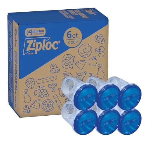 Ziploc Food Storage Containers Medium 6 Count | Leak-Resistant, BPA-Free, Stackable thumbnail 1