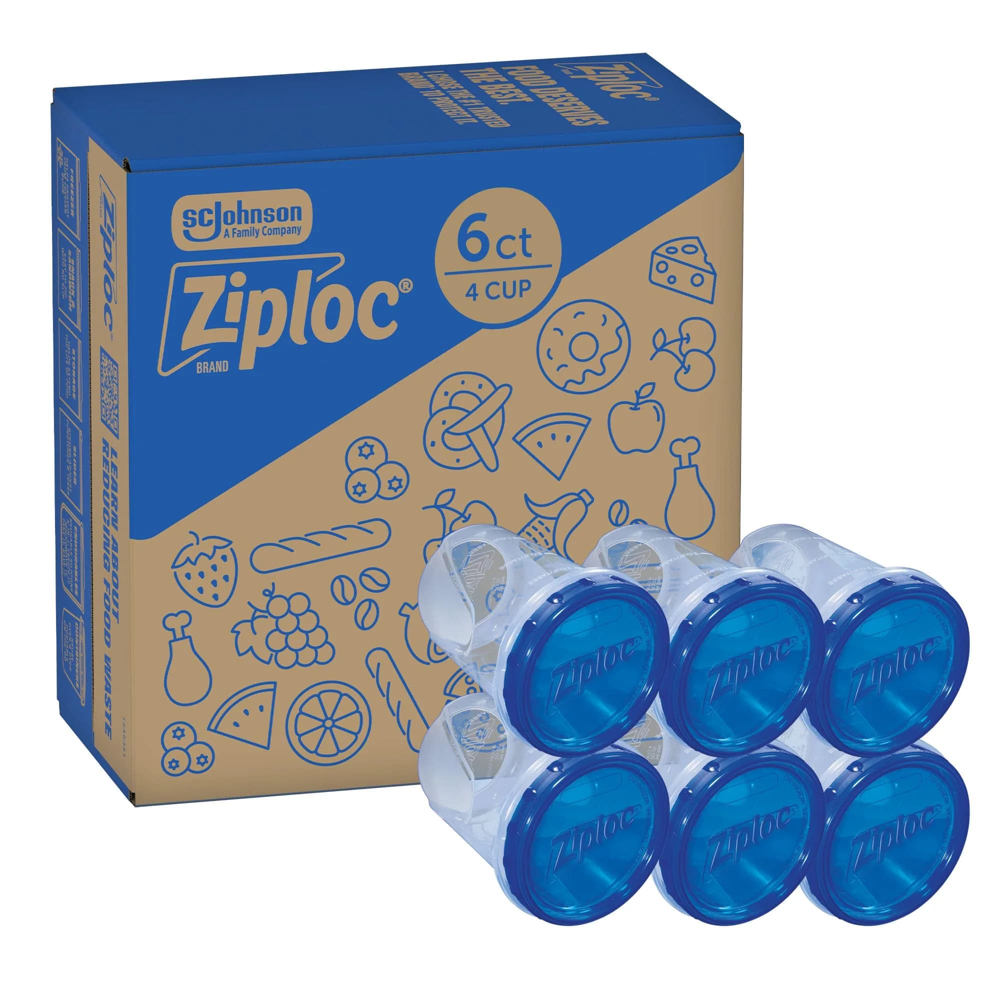 Ziploc Food Storage Containers Medium 6 Count | Leak-Resistant, BPA-Free, Stackable