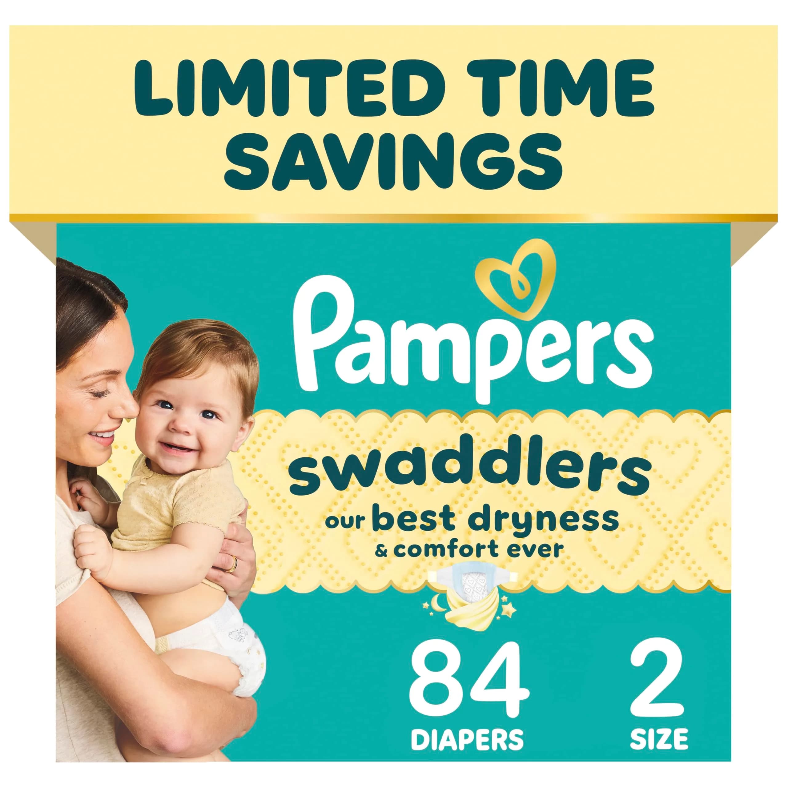 Pampers Swaddlers Diapers Size 7 (31+ lbs / 14+ kg) | Hypoallergenic & Absorbent for Dry Comfort — Size 2