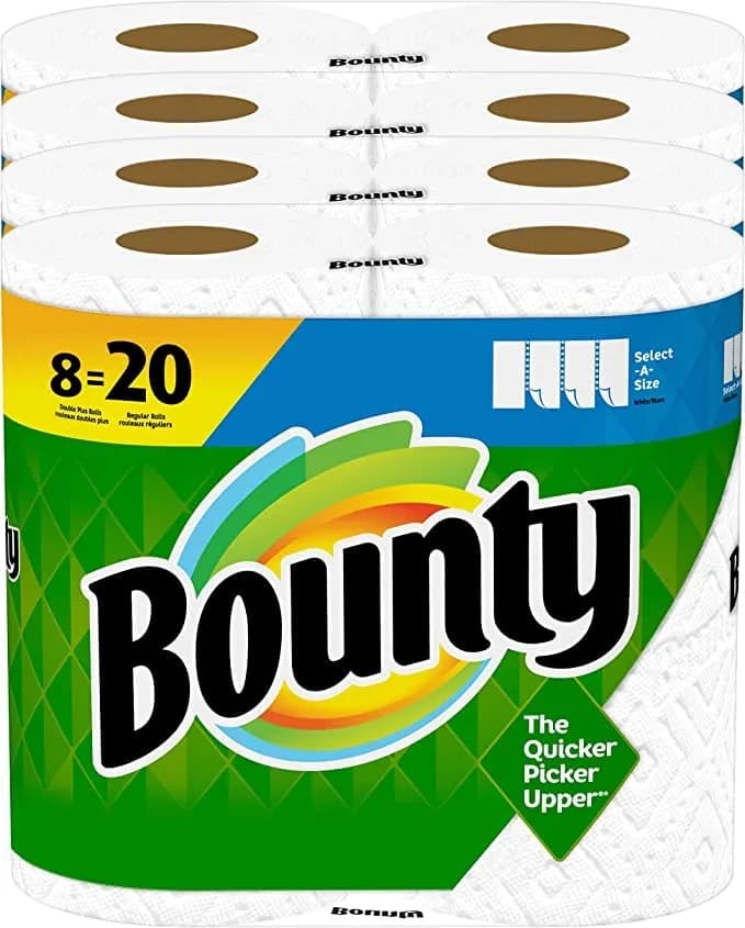 Bounty Select-A-Size Paper Towels, White, 8 Double Plus Rolls | Absorbent & Strong thumbnail 1