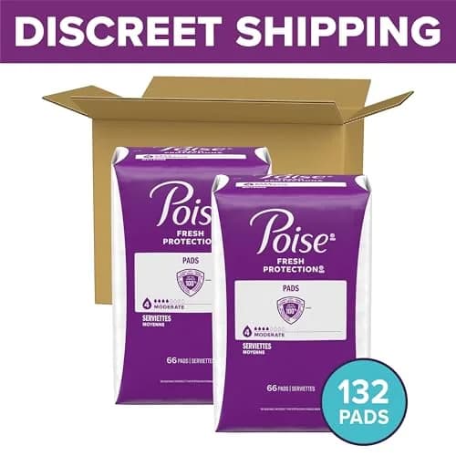Poise Incontinence Pads for Women, 4 Drop Moderate Absorbency, 132 ct | Dermatologist Tested for Sensitive Skin thumbnail 2