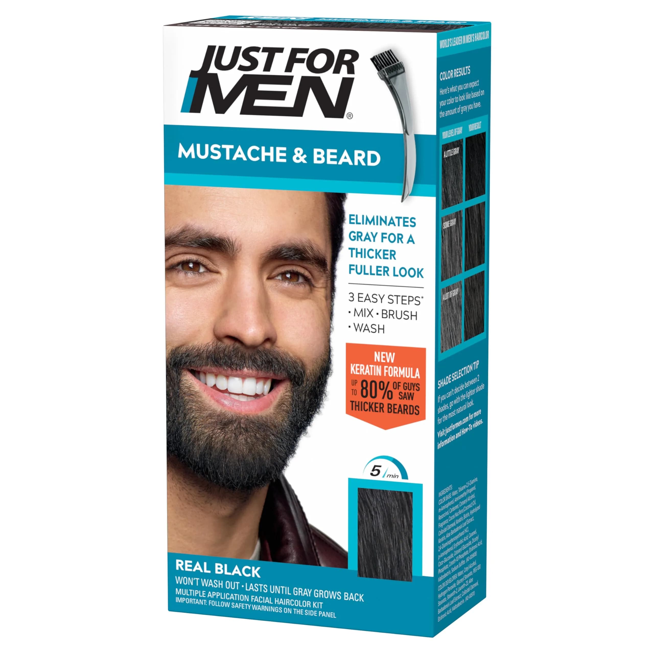 Just For Men Mustache & Beard Real Black M-55 - Single Pack Ammonia-Free Facial Hair Color - main product image