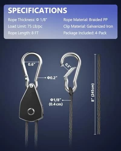 VIPARSPECTRA Heavy Duty Ratchet Tie Down Straps 1/8" 4-Pack, 230cm (8ft) | Secure Cargo Up To 300 lbs thumbnail 7