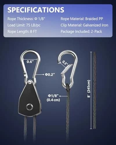 VIPARSPECTRA Heavy Duty Ratchet Tie Down Straps 2-Pack, 75 lbs WLL per Ratchet, 150 lbs per 2-Pack | Secure Cargo Safely thumbnail 7