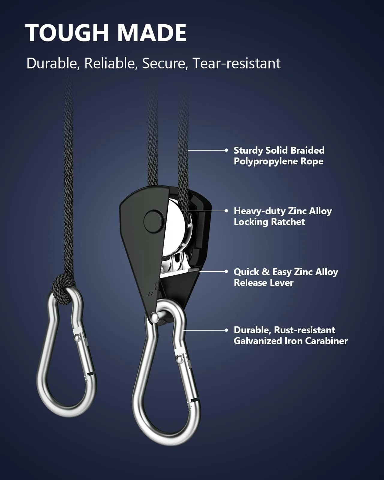 VIPARSPECTRA Heavy Duty Ratchet Tie Down Straps 2-Pack, 75 lbs WLL per Ratchet, 150 lbs per 2-Pack | Secure Cargo Safely - view 4