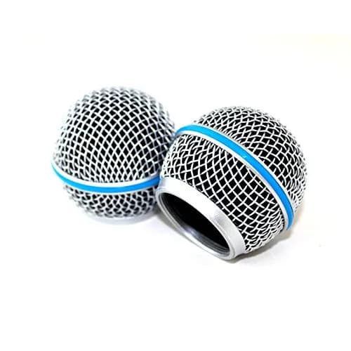 YaizK Microphone Replacement Blue Steel Mesh Grill Head | Compatible with Shure SM58 Wireless & Wired Mics thumbnail 1