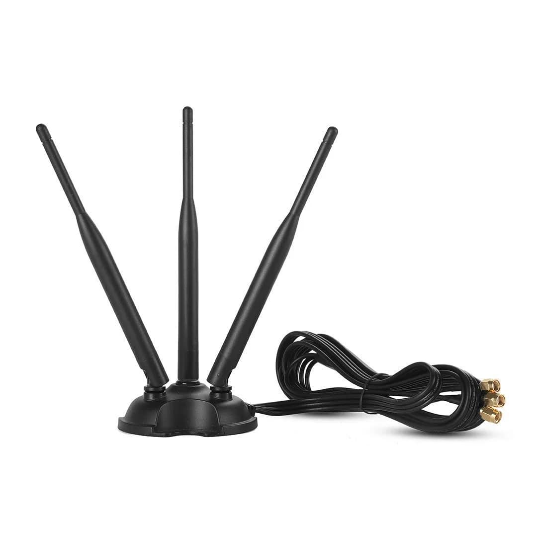 TECHTOO Dual Band WiFi Antenna 6dBi 2.4/5.8GHz with RP-SMA Connector Magnetic Base | Extends Wireless Range - main product image