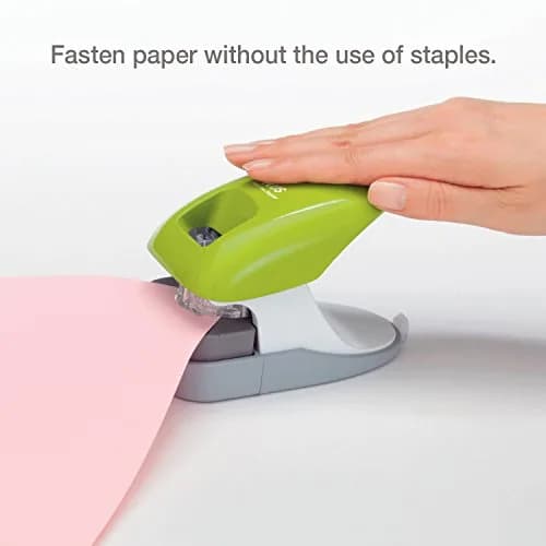 PLUS Paper Clinch Desktop Staple-Free Stapler, Green | Fast Paper Fastening, Safe & Compact thumbnail 2