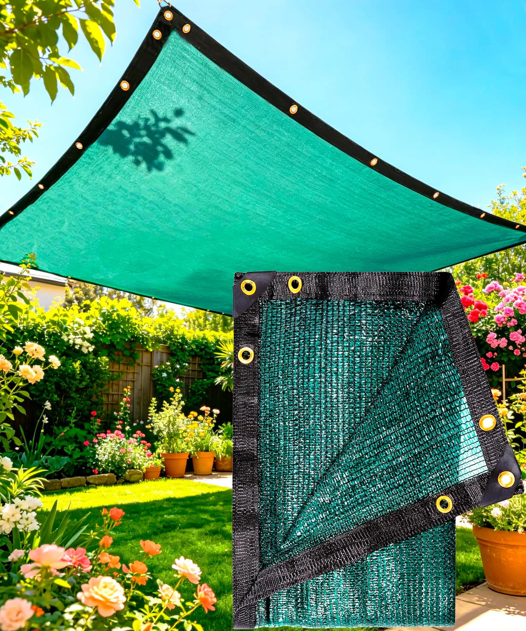 e.share 70% Green Shade Cloth 12ft x 16ft | All-Season Garden & Frost Protection - main product image