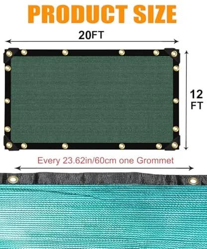 e.share 70% Green Shade Cloth 12ft x 20ft | UV & Frost Protection for Garden & Patio thumbnail 7