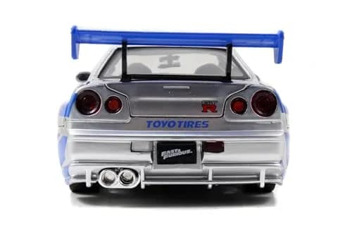 Jada Toys Fast & Furious Brian’s 2002 Nissan Skyline R34 Die-cast Car 1:24 Scale Silver & Blue | Iconic Movie Replica for Collectors thumbnail 6