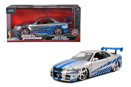 Jada Toys Fast & Furious Brian’s 2002 Nissan Skyline R34 Die-cast Car 1:24 Scale Silver & Blue | Iconic Movie Replica for Collectors thumbnail 7