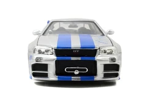 Jada Toys Fast & Furious Brian’s 2002 Nissan Skyline R34 Die-cast Car 1:24 Scale Silver & Blue | Iconic Movie Replica for Collectors thumbnail 2