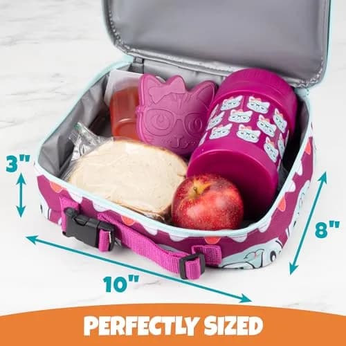 Bentology Kitty Cat Insulated Lunch Box 240cc (10 x 8 x 3 in) | Food Safe for Kids Ages 3+ thumbnail 4