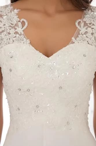 ABaoWedding Women's Wedding Dress Lace Double V-Neck Sleeveless Ivory US 16 | Elegant Bridal Gown with Lace & Beading thumbnail 5