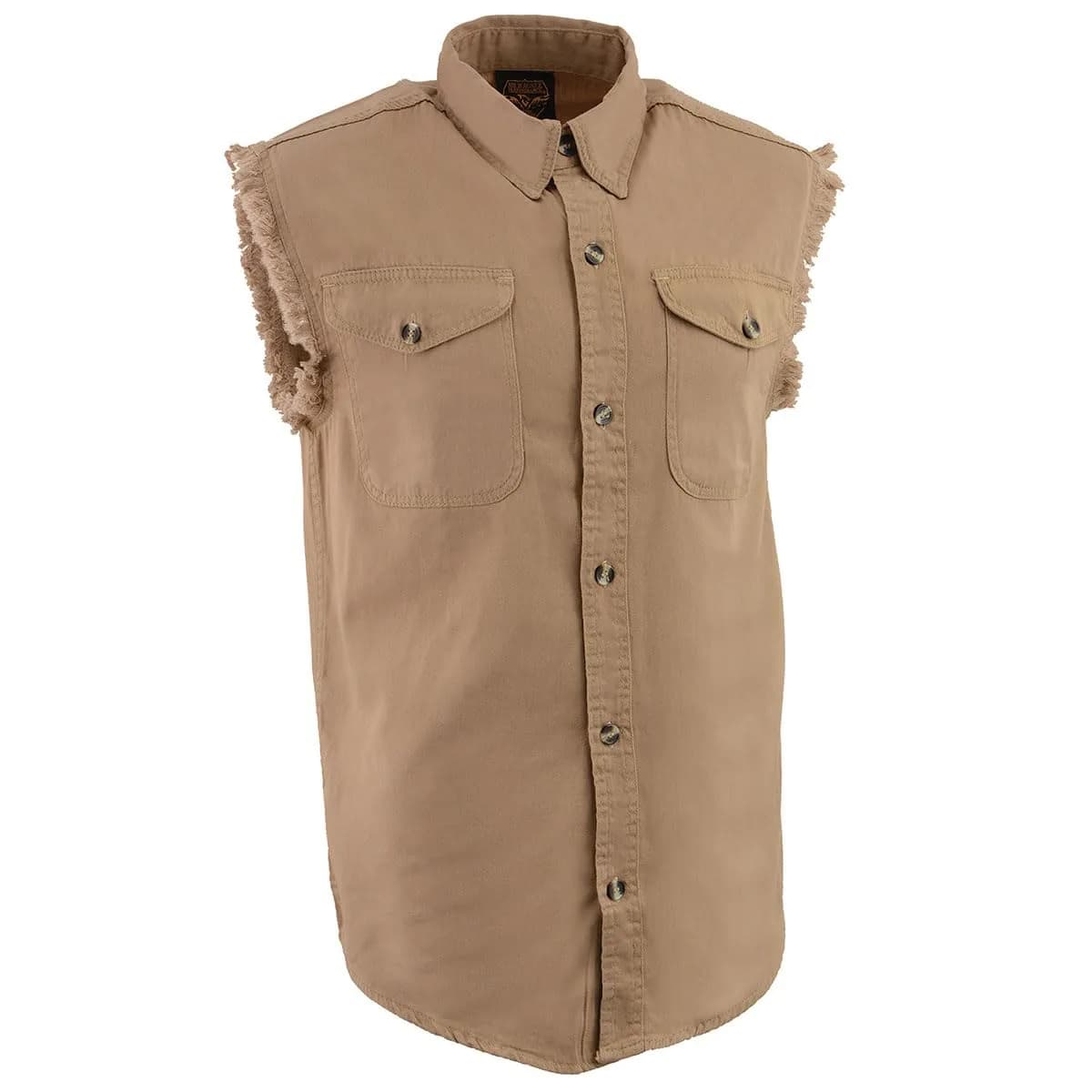Milwaukee Leather DM4005 Men's Beige Lightweight Sleeveless Denim Shirt | Casual, 3X-Large, Cotton
