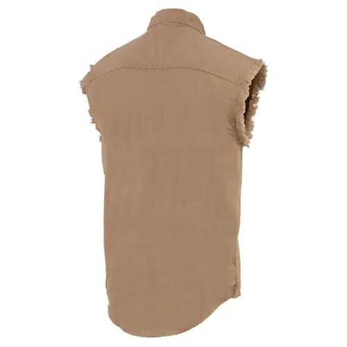 Milwaukee Leather DM4005 Men's Beige Lightweight Sleeveless Denim Shirt | Casual, 3X-Large, Cotton thumbnail 4