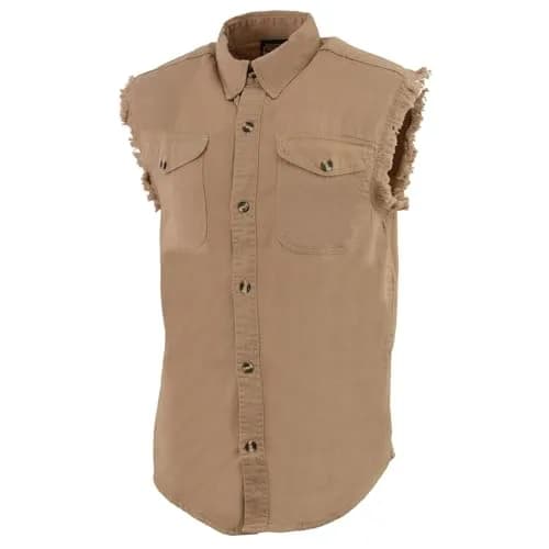 Milwaukee Leather DM4005 Men's Beige Lightweight Sleeveless Denim Shirt | Casual, 3X-Large, Cotton thumbnail 5