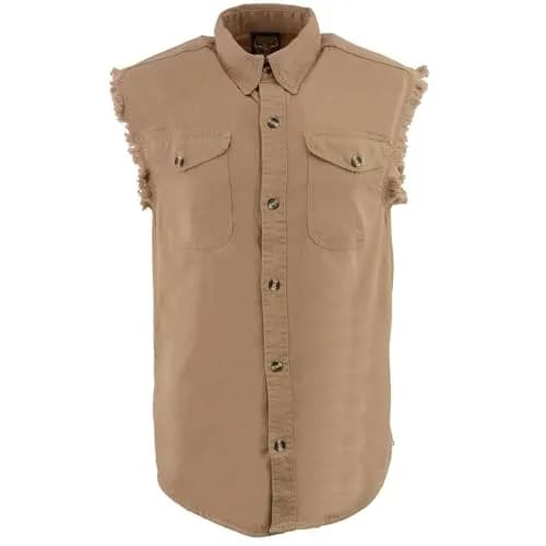 Milwaukee Leather DM4005 Men's Beige Lightweight Sleeveless Denim Shirt | Casual, 3X-Large, Cotton thumbnail 6