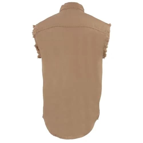 Milwaukee Leather DM4005 Men's Beige Lightweight Sleeveless Denim Shirt | Casual, 3X-Large, Cotton thumbnail 7