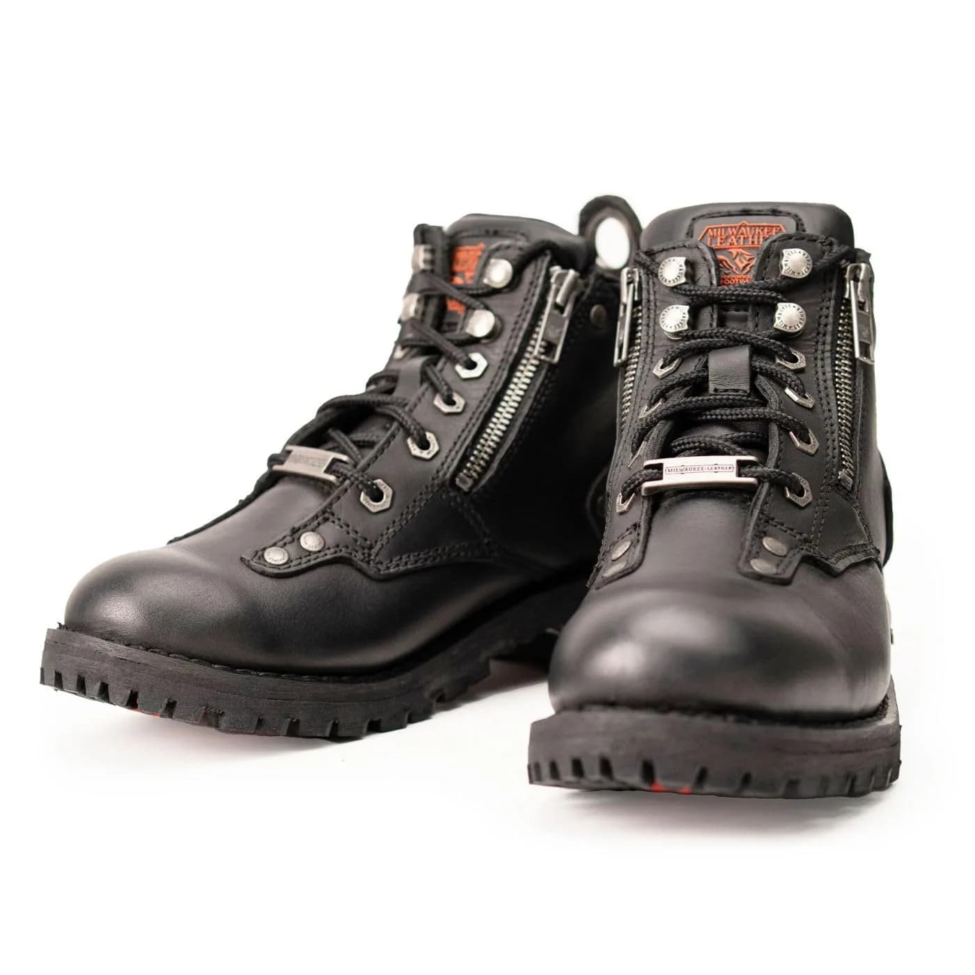 Milwaukee Leather MBL9335 Women's Black Leather Motorcycle Boots | Waterproof, Low Cut Lace-Up Design
