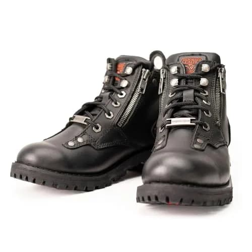 Milwaukee Leather MBL9335 Women's Black Leather Motorcycle Boots | Waterproof, Low Cut Lace-Up Design thumbnail 1