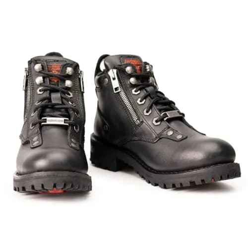 Milwaukee Leather MBL9335 Women's Black Leather Motorcycle Boots | Waterproof, Low Cut Lace-Up Design thumbnail 4
