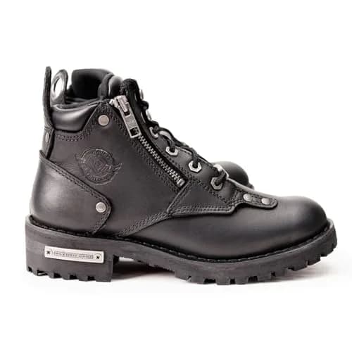 Milwaukee Leather MBL9335 Women's Black Leather Motorcycle Boots | Waterproof, Low Cut Lace-Up Design thumbnail 5