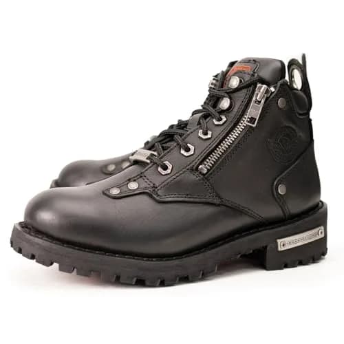 Milwaukee Leather MBL9335 Women's Black Leather Motorcycle Boots | Waterproof, Low Cut Lace-Up Design thumbnail 6