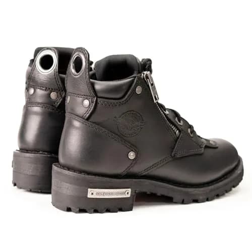 Milwaukee Leather MBL9335 Women's Black Leather Motorcycle Boots | Waterproof, Low Cut Lace-Up Design thumbnail 7