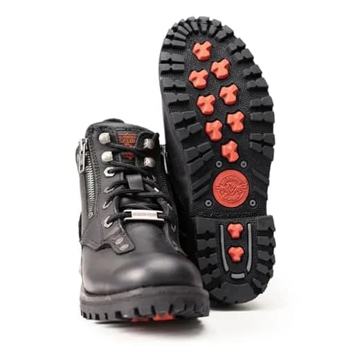 Milwaukee Leather MBL9335 Women's Black Leather Motorcycle Boots | Waterproof, Low Cut Lace-Up Design thumbnail 8