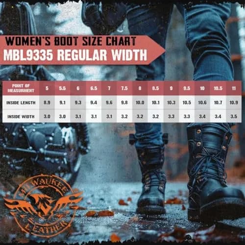 Milwaukee Leather MBL9335 Women's Black Leather Motorcycle Boots | Waterproof, Low Cut Lace-Up Design thumbnail 2