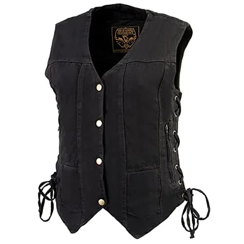 Milwaukee Leather MDL4020 Women's Classic Black 6 Pocket Denim Vest | 4X-Large, Sleeveless, Cotton thumbnail 7