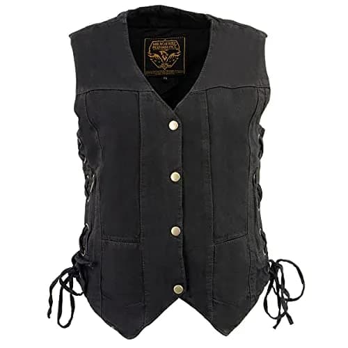 Milwaukee Leather MDL4020 Women's Classic Black 6 Pocket Denim Vest | 4X-Large, Sleeveless, Cotton thumbnail 9