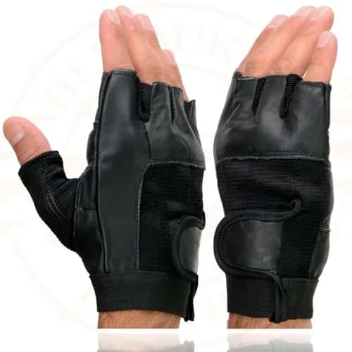 Milwaukee Leather SH217 Men's Black Leather Gel Padded Palm Fingerless Motorcycle Hand Gloves W/Breathable Mesh Material - X-Large thumbnail 5