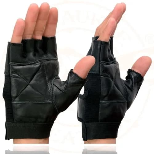 Milwaukee Leather SH217 Men's Black Leather Gel Padded Palm Fingerless Motorcycle Hand Gloves W/Breathable Mesh Material - X-Large thumbnail 6