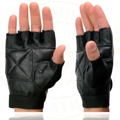 Milwaukee Leather SH217 Men's Black Leather Gel Padded Palm Fingerless Motorcycle Hand Gloves W/Breathable Mesh Material - X-Large thumbnail 7