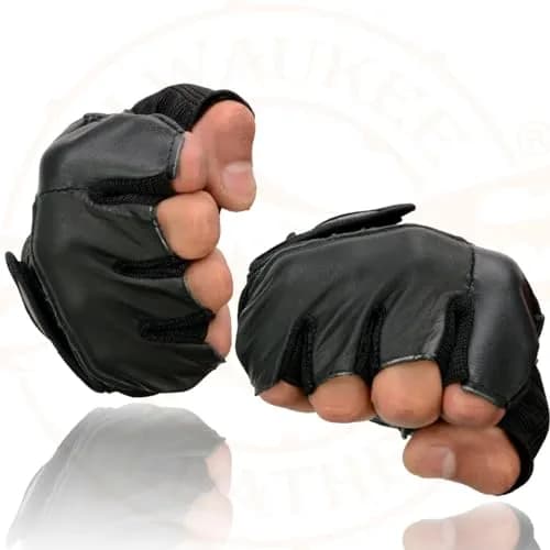 Milwaukee Leather SH217 Men's Black Leather Gel Padded Palm Fingerless Motorcycle Hand Gloves W/Breathable Mesh Material - X-Large thumbnail 8