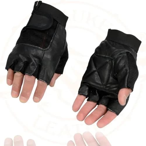 Milwaukee Leather SH217 Men's Black Leather Gel Padded Palm Fingerless Motorcycle Hand Gloves W/Breathable Mesh Material - X-Large thumbnail 2
