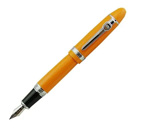 Lanxivi Jinhao 159 Fountain Pen Medium Nib Orange Color Silver Trim Big Heavy with Converter (14.8cm / 5.8in, 50g / 1.76oz) thumbnail 1