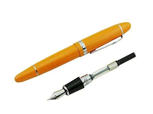 Lanxivi Jinhao 159 Fountain Pen Medium Nib Orange Color Silver Trim Big Heavy with Converter (14.8cm / 5.8in, 50g / 1.76oz) thumbnail 5