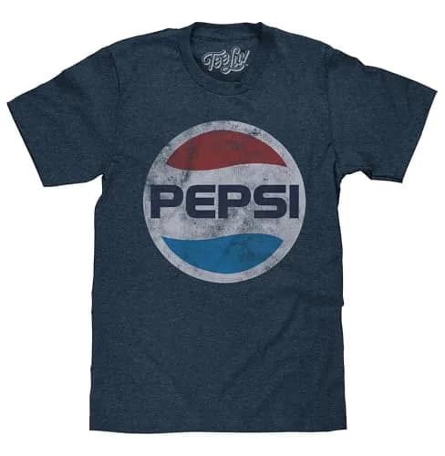 Tee Luv Pepsi Classic Logo Licensed T-shirt-small Navy Heather | Retro 70s Style, Cotton-Polyester Blend, Comfortable Fit thumbnail 1
